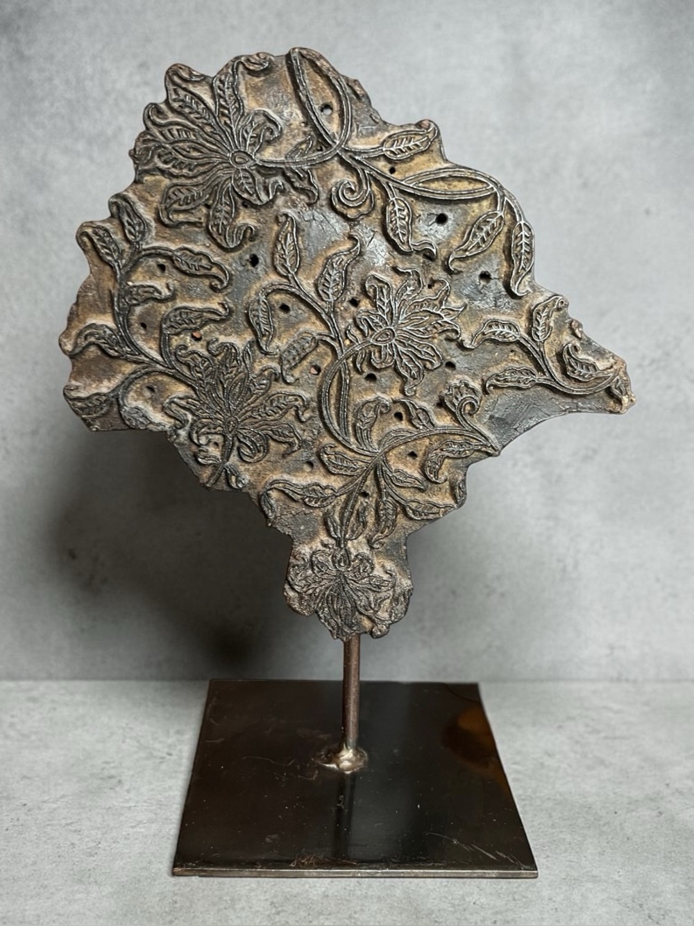Antique Decorative wood printing block Sculpture in Bronze Finish - Home Art